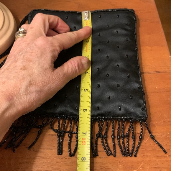 90’s BLACK SATIN MINI BAG PURSE EVENING BAG WITH BEADED DETAIL, and BEAD… - Picture 9 of 11